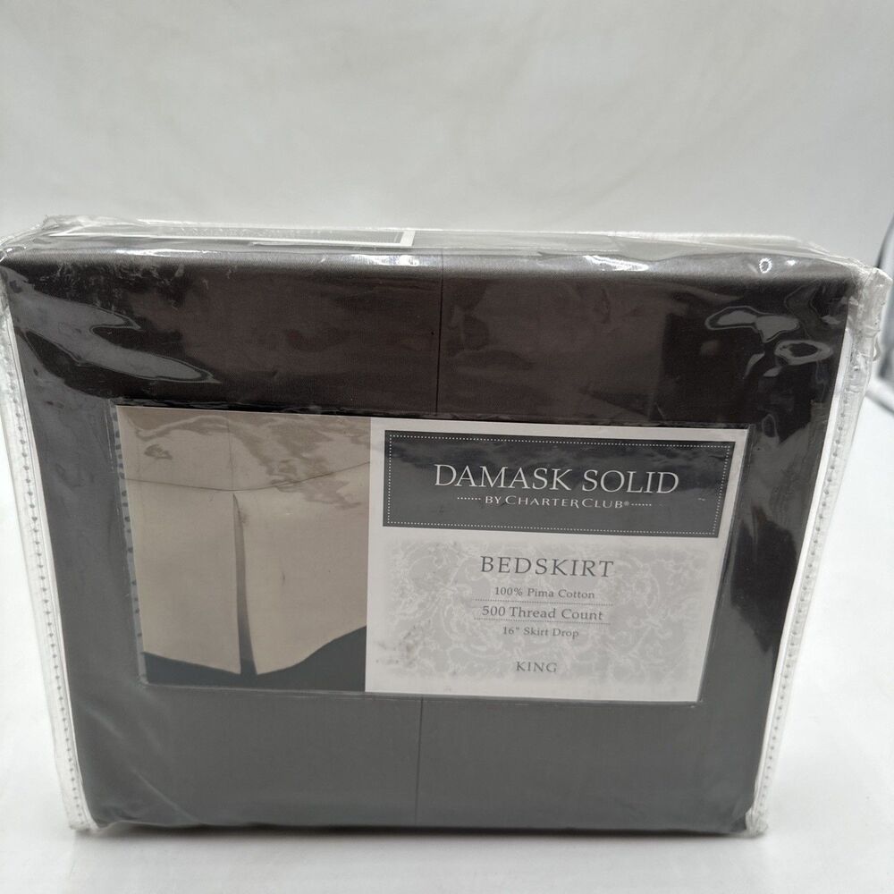 Damask Solid by Charter Club bed skirt 100% prima cotton cal king 16" NWT